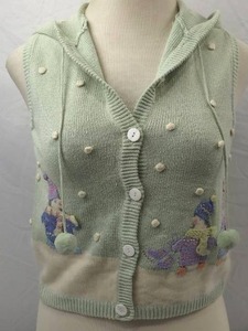 lot 284 image: Mr. Risa Christina Let Snow Hooded Sweater Vest Small Mint