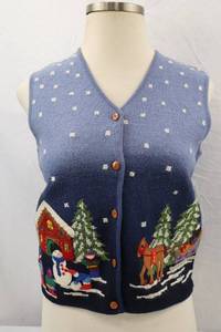 lot 290 image: Marisa Christina Wool Christmas Vest Size M Indigo
