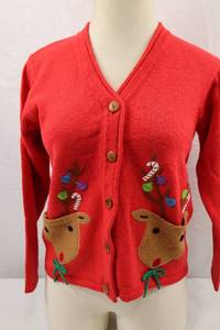 lot 299 image: Marisa Christina Womens Reindeer Christmas Cardigan M