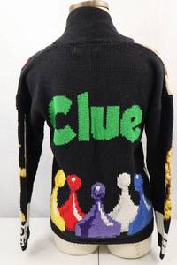 Eagle's Eye Clue Board Game Sweater Women's Size S Hand Knit