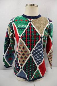 lot 313 image: Vintage Patchwork Knit Sweater