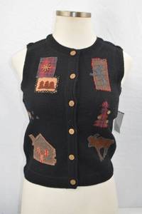 lot 320 image: Woolrich Womens Black Wool Vest Rustic Heritage Small NWT