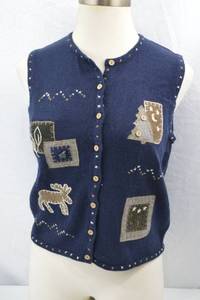 lot 322 image: Christopher & Banks Womens Embroidered Sweater Vest Medium