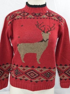 lot 324 image: Eddie Bauer Womens Reindeer Sweater Small Red Knit