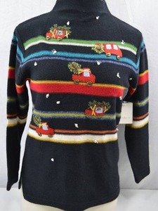 lot 336 image: Susan Bristol Petite PM Holiday Sweater Cars Trees NWT