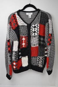 lot 343 image: DBL Patchwork Knit Cardigan Sweater Size Small
