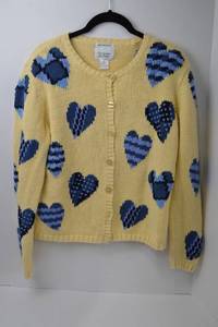 lot 344 image: Christopher & Banks Yellow Heart Knit Sweater Sz S