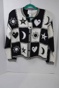 lot 350 image: Christopher & Banks Hand Embroidered Cardigan, M, Black White