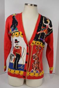 lot 363 image: Raffia Circus Theme Hand Knit Cardigan Sweater