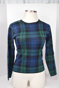 lot 364 image: Express Tricot Plaid Sweater Large Blue Green Black
