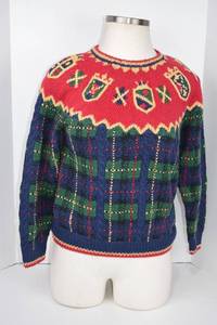 lot 366 image: Ashley Knit by Hand Sweater Plaid Crest Small