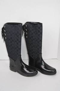Coach Tristee Women's Black Signature Rubber Rain Boots Size 9M