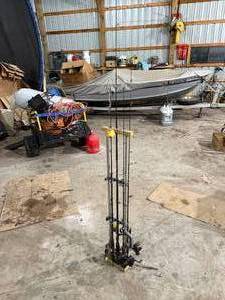 lot 96 image: FISHING RODS W HOLDER