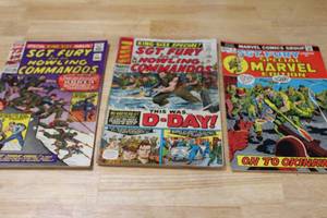 lot 50 image: Set of 3 Marvel Sgt Fury and His Howling Commandos Comics, Including #1 (1965) and #2 (1966)