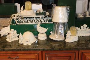 Department 56 Snowbabies Figurine Collection with Display Sled and Lamp