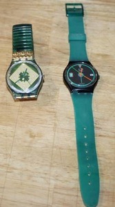 lot 208 image: Set of 2 Swatch Watches - Jade Flex GG171 and Touch Down GB409