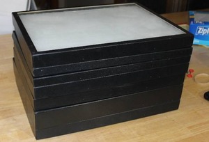 lot 213 image: Set of 5 Black Display Cases with Glass Tops