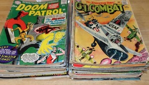 lot 214 image: Large Vintage Comic Book Lot DC Marvel GI Combat Doom Patrol and More