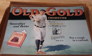 lot 223 image: 20 Babe Ruth New York Yankees Old Gold Metal SIgns