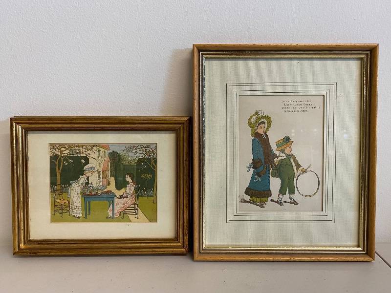 lot 91H image: Set of 2 Framed Antique Style Prints by Yew Tree Enterprises