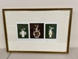 lot 97H image: Francis Tinsley Three Chinese Vases Framed Triple Vase Artwork - Signed & Numbered