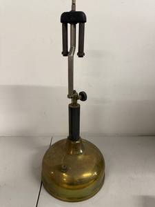 lot 6P image: Vintage Lenkhoff Brass Bunsen Burner Lamp Stand, 16 Inch
