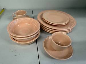 lot 12P image: Fiesta Apricot Dinnerware Set, 11 Pieces