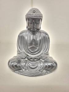 lot 5H image: Decorative Silver and Black Buddha Statue, 7 Inches Tall