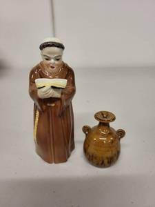 lot 11H image: Royal Worcester Porcelain Monk Figurine with Small Rye Jug