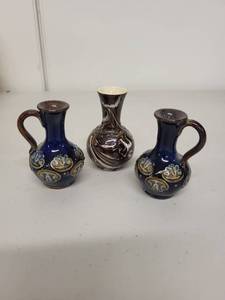 lot 13H image: Set of 3 Antique Miniature Pottery Vases - Royal Doulton and Macintyre
