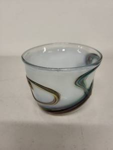 lot 26H image: Kosta Boda Handblown Art Glass Bowl with Swirl Pattern