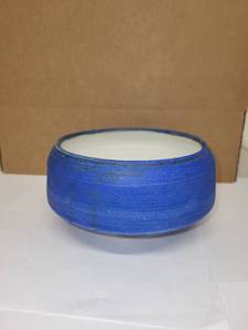 lot 89H image: Studio Art Pottery Cobalt blue bowl signed by artist Charles Halling