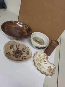 lot 76H image: Set of 6 Mixed Vintage and Handmade Ceramic Bowls and Dishes including one original Charles Halling