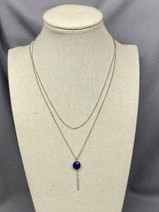 lot 24B image: Sterling Silver 925 Necklace with Blue Bead Pendant