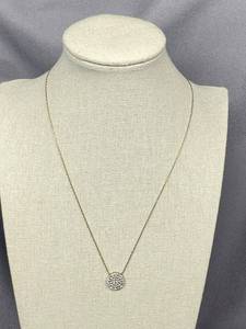 lot 25B image: Sterling Silver 925 Necklace with Round Pave Pendant