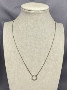 lot 32B image: Sterling Silver 925 Necklace with Circle Pendant and Diamond Accent