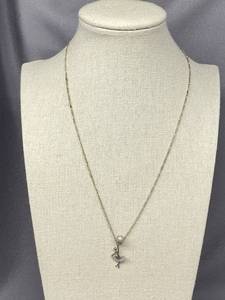 lot 41B image: Sterling Silver 925 Necklace with Ballet Dancer Charm and Pearl Accent