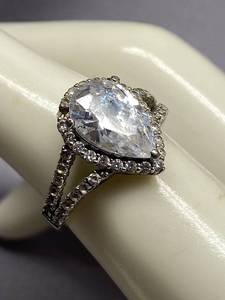 lot 47B image: Sterling Silver 925 Ring with Pear-Shaped Gemstone Size 7