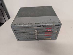 lot 28AM image: Vintage Industrial wooden Multi-Drawer Organizer