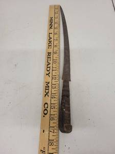 lot 8J image: Vintage Ornate Curved Knife with Decorated Handle and Blade