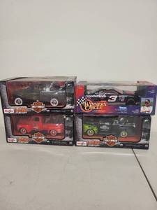 lot 14J image: Collection of 4 Die-Cast Vehicles Including Harley-Davidson Trucks and Dale Earnhardt Stock Car