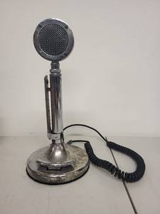 lot 19J image: Vintage Chrome Gooseneck Microphone with Eagle Emblem