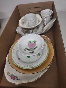 lot 20J image: Collection of Vintage and Childrens Porcelain Dishes Including Kelly B. Rightsell and Bavaria