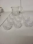 Pressed Glass Punch Bowl Set with 8 Cups and Pitcher