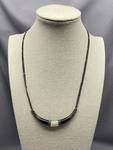 Sterling Silver 925 Necklace with Black and White Stone Accents