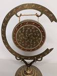 Ornate Brass Gong with Intricate Floral Pattern and Stand Decorative Piece 12" Height