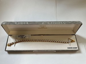 lot 2W image: Diamond Accent Bracelet 18kt Gold Over Sterling Silver 7.5in