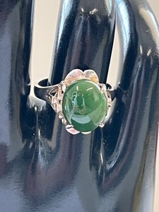 lot 8W image: Set of 2 Sterling Silver Jade Rings