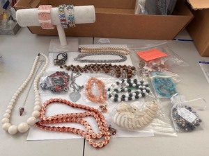 lot 155W image: Collection of Fashion Jewelry Necklaces, Bracelets, and Earrings