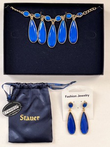 lot 179W image: Stauer Blue Pendant Necklace and Earring Set with Gift Box